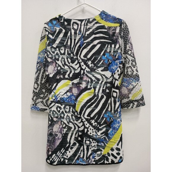 Alberto Makali Womens Wearable Art Top Medium Multi Abstract Textured 3/4 Sleeve - Picture 8 of 9